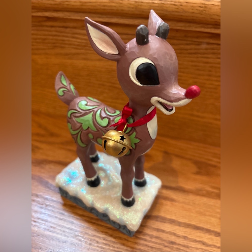 Jim Shore Rudolph Reindeer Figurine with oversized bell